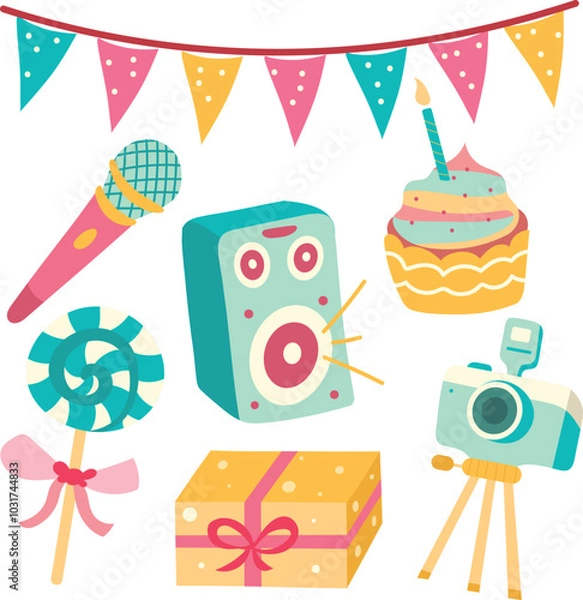 Obraz Hand drawn party stickers