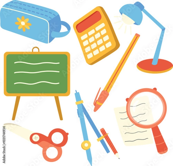 Fototapeta collection of school pack elements