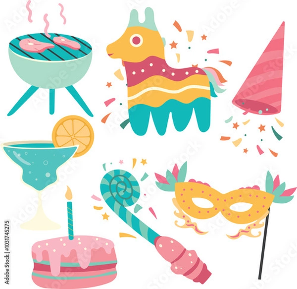 Fototapeta new year pack vector hand drawn