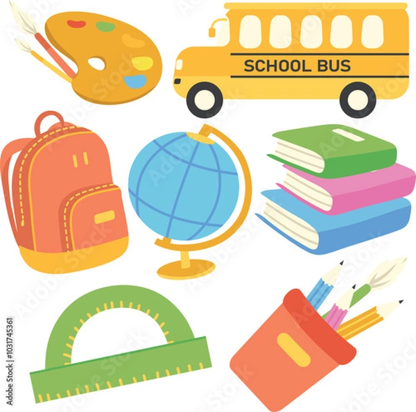 Fototapeta sticker pack school hand drawn