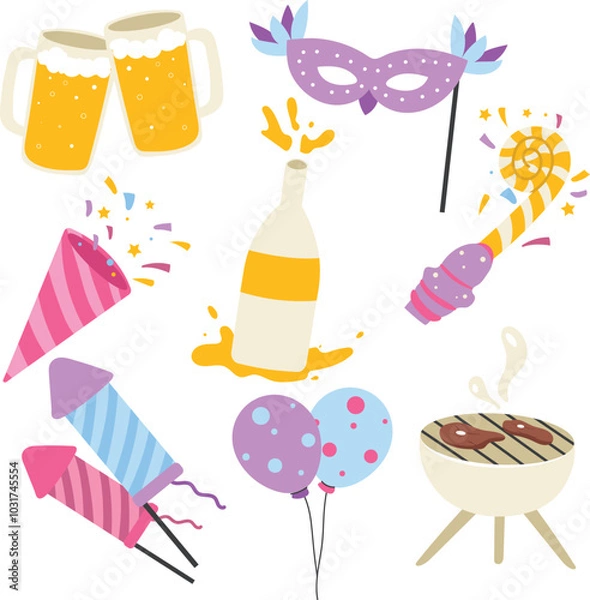 Fototapeta vector pack party hand drawn