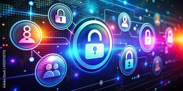 Fototapeta User Profile Login Icons: Night Photography with Gradient Colors for Authentication and Access Symbols