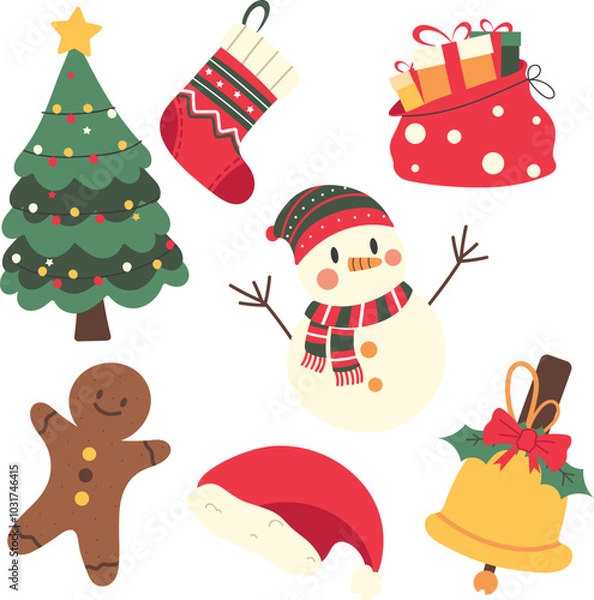 Fototapeta hand drawn christmas vector graphic elements pack