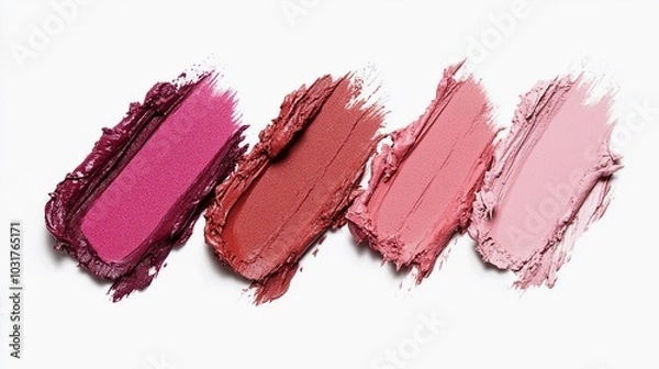 Fototapeta Set of lipstick samples isolated on white