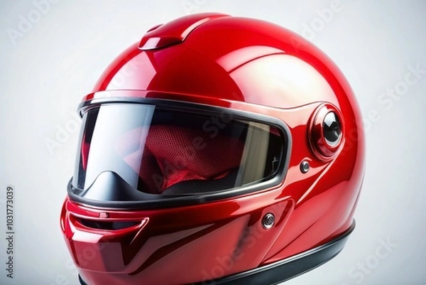 Obraz Vibrant Red Helmet on Pristine White Background - High Depth of Field