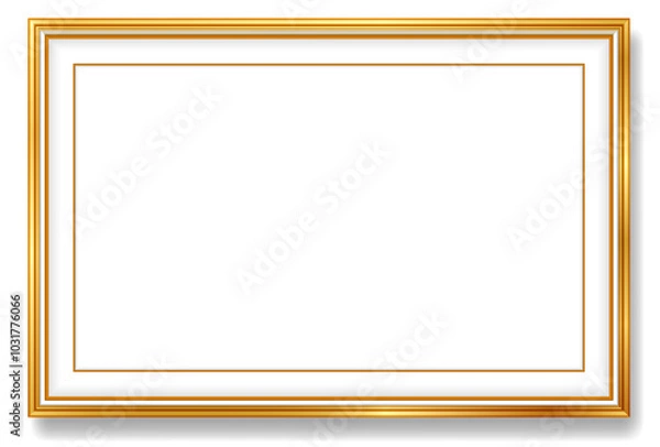 Obraz An Illustration elegant gold picture frame super realistic shape. Approximate frame size 330x220 cm, resolution 72 dpi. This image is NOT generated by Ai. The vector version is available in my gallery