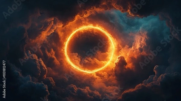 Fototapeta Stunning Circular Glow in Dramatic Cloudy Sky
