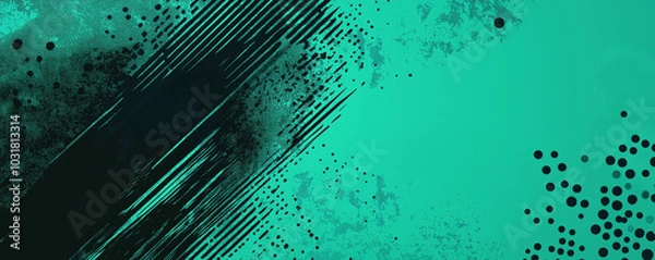 Fototapeta A dynamic abstract black and green background with brush strokes. AI generation.