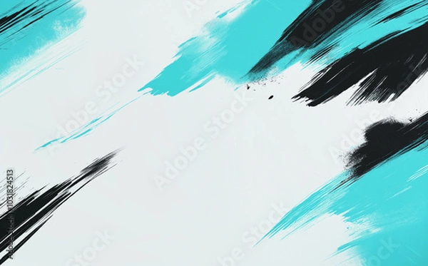 Fototapeta A dynamic abstract blue and green background with brush strokes. AI generation.