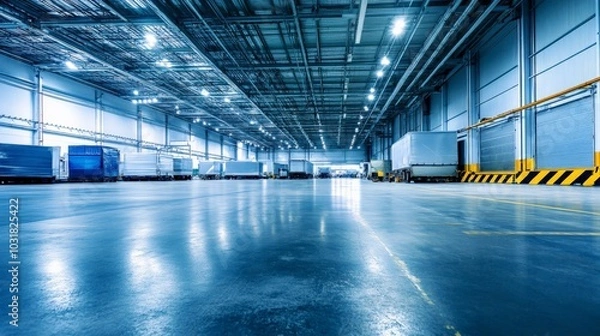 Fototapeta Empty Industrial Warehouse with Loading Docks