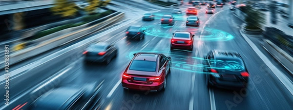 Fototapeta Innovative Traffic Monitoring Solutions Banner Highlighting Advanced GPS Systems, Live Traffic Updates, and Smart City Infrastructure for Efficient Transportation