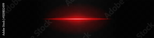 Fototapeta Red light beam. A sharp horizontal purple beam with a bright center, fading into darkness on both sides. Ideal for sci-fi designs, light transitions, or futuristic effects.