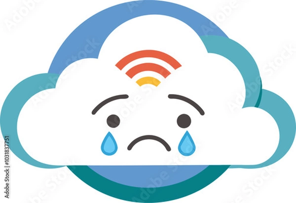 Fototapeta crying-cloud-with-no-internet-symbol.