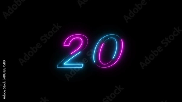 Fototapeta Glowing neon Countdown text number illustration.