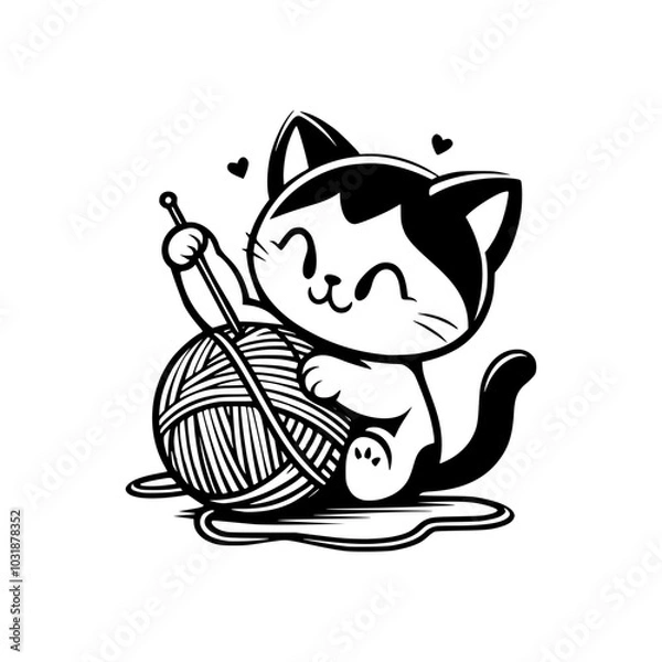 Obraz Cute Cat Playing With Yarn Ball