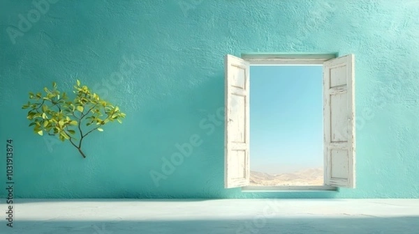 Obraz Soft inviting sunlight streaming through an open window creating a peaceful serene ambiance and representing new opportunities growth and potential for the future