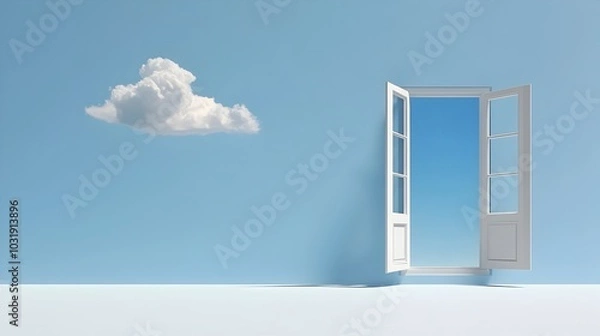 Fototapeta Soft warm light streaming through an open window creating a serene and inviting atmosphere that represents new possibilities hope and the promise of a brighter tomorrow