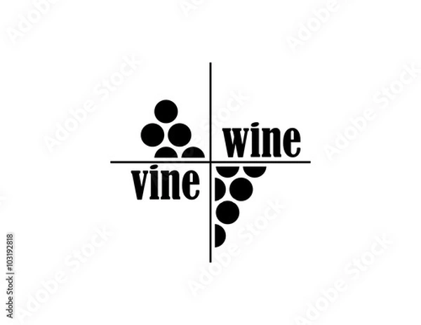 Obraz wine  and vine sing or  symbol. vector,