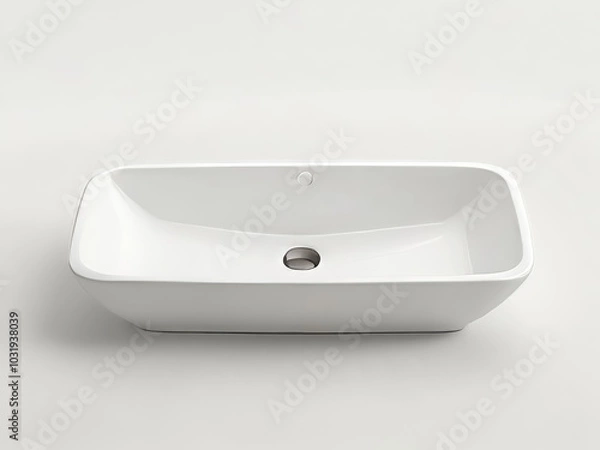 Fototapeta Studio photo of a white ceramic sink on a white background