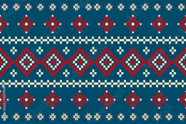 Fototapeta christmas ,Tribal fabric patterns, beautiful ethnic patterns for textiles, carpets, wallpaper, clothing, sarongs, scarves, batik, embroidery, for the printing and advertising industries. geometric
