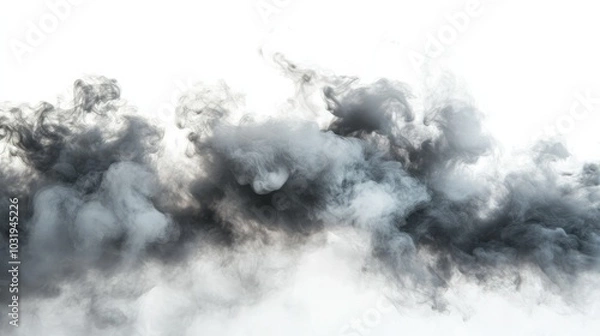Obraz Layers of smoke billowing and dispersing on a white background, showcasing movement and form in a subtle, yet eye-catching way for creative projects.
