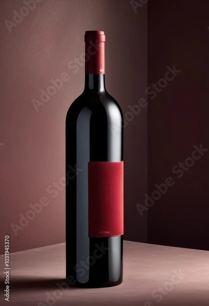 Fototapeta minimalist image wine bottle set textured background highlighting elegant simplicity subtle detailing, aesthetic, design, arrangement, composition, color
