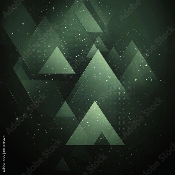 Obraz Geometric green triangular shapes create a modern abstract background with depth and texture