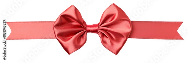 Obraz Realistic Red Satin Ribbon Tied With a Bow on White/ Transparent Background