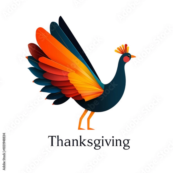 Fototapeta Thanksgiving logo with a turkey