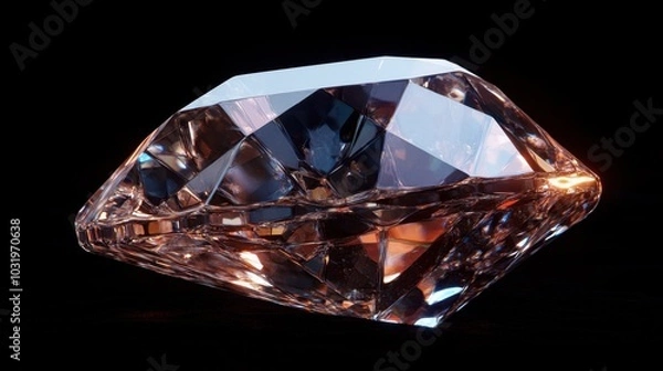 Fototapeta A stunning diamond cut sparkling against a dark backdrop showcasing its brilliance and intricate facets in a captivating display