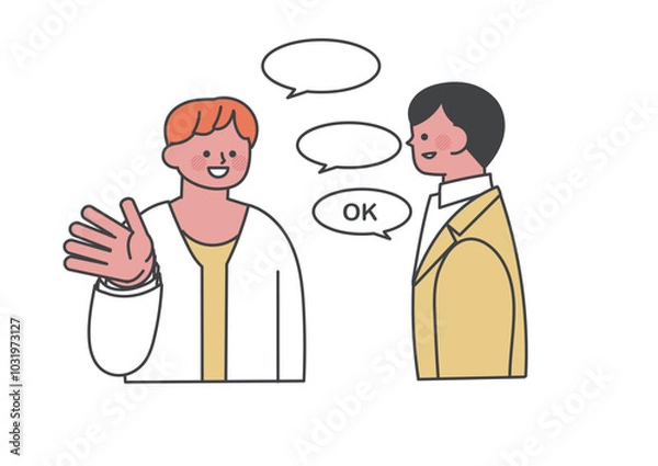 Fototapeta 同僚にお願いをしている男性