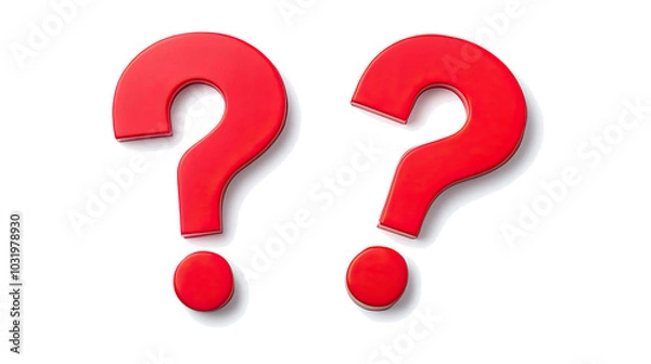 Fototapeta Collection of Red Question Marks Isolated on a Transparent Background Generative AI