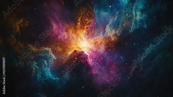 Fototapeta Exploring the Cosmic Wonders A Vibrant Journey Through the Depths of Space and Colorful Nebulae
