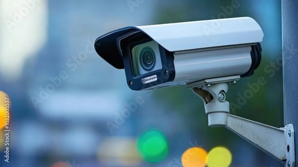 Fototapeta Home CCTV security system: IP-based cameras providing 24/7 surveillance and remote video monitoring via mobile apps