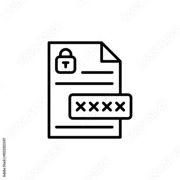 Fototapeta Confidential file outline icons, minimalist vector illustration ,simple transparent graphic element .Isolated on white background