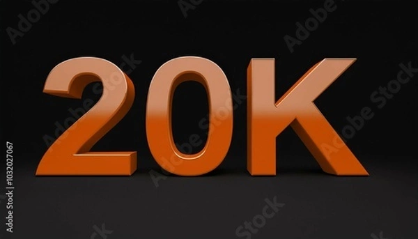 Obraz 20k color 3D text of black background conceptual image with orange font