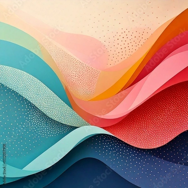 Obraz 淡いパステルカラーと柔らかな曲線が織りなす洗練されたミニマル抽象アート