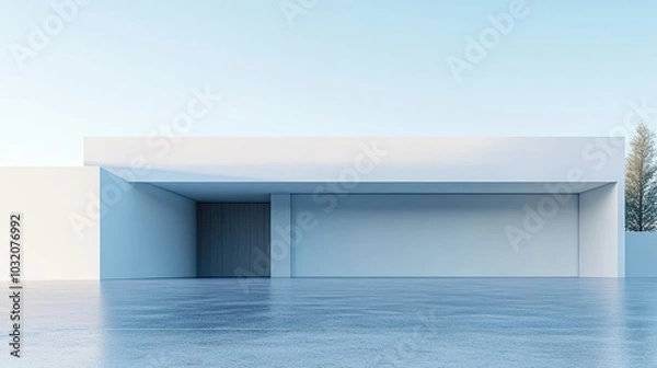 Fototapeta Modern building with clean lines. Ideal for architecture, design, and real estate projects.