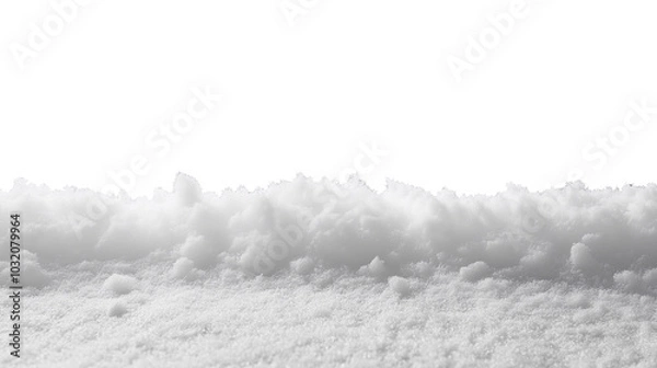 Fototapeta Snowdrift isolated. Snow landscape decoration, frozen hills. White snow covered hill with a few small snow piles. Empty snow banks field. Transparent background. Christmas illustration