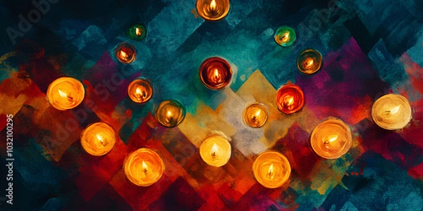 Obraz Colorful Diwali Celebration with Diyas and Rangoli Art