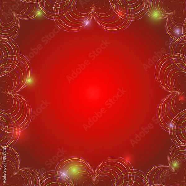 Fototapeta Bright Red Background with Hearts