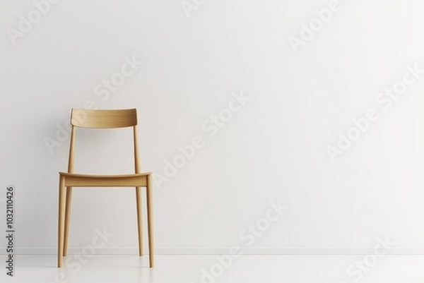 Obraz Minimalist Wooden Chair Against Plain Wall