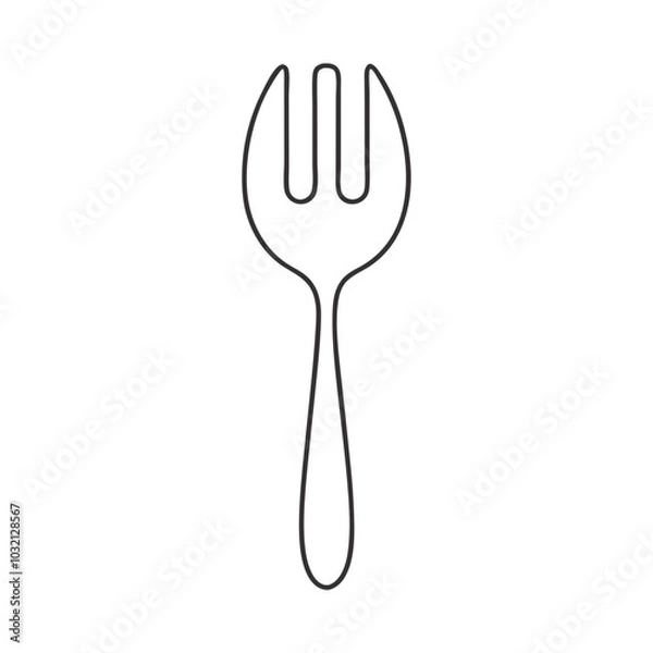 Fototapeta Outline design of a fork with three prongs 
