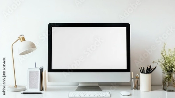 Obraz Minimalist Workspace with Computer