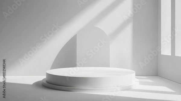 Obraz Minimalist White Podium with Sunlight