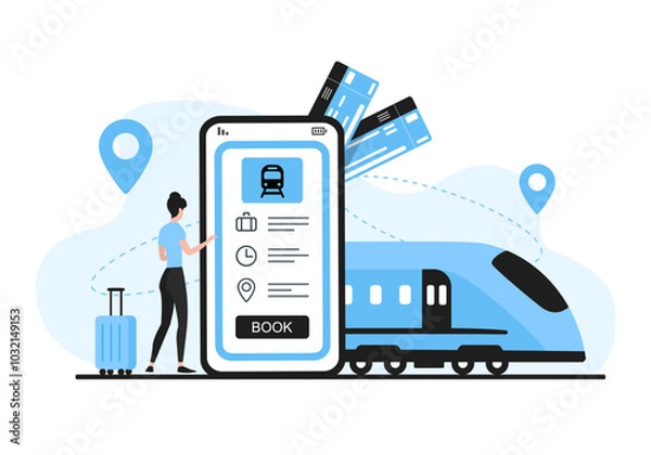 Obraz Travel concept. Colored vector flat illustration. White background.