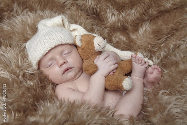 Obraz baby and teddy bear