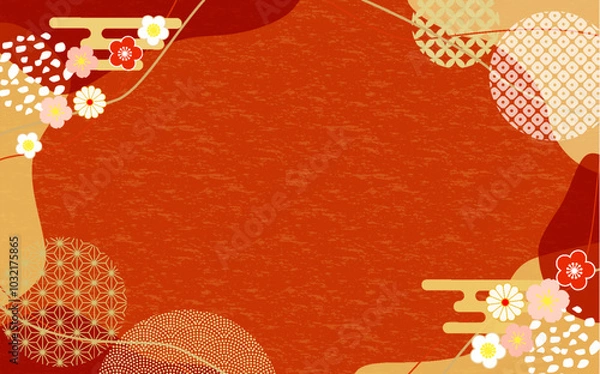 Fototapeta 2025年年和風年賀状フレーム