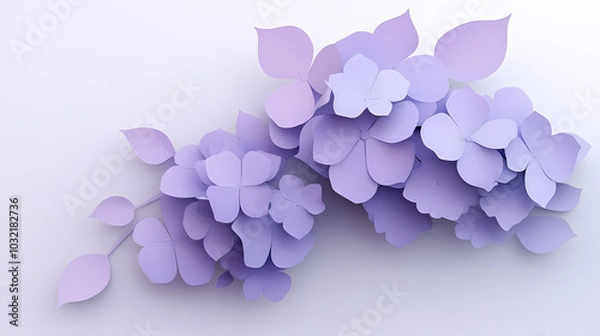 Fototapeta hydrangea flowers logo 3d vector papercut