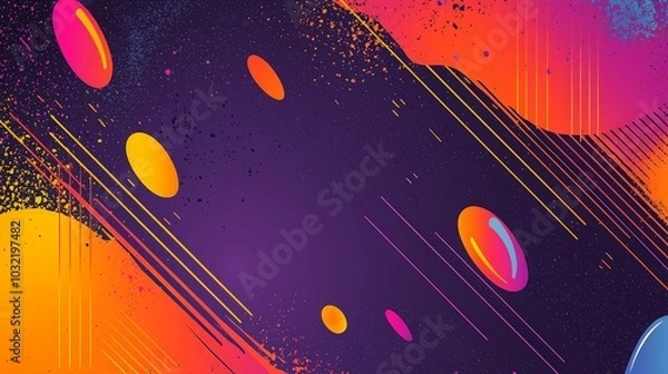 Fototapeta Abstract colorful background with diagonal lines and geometric shapes.